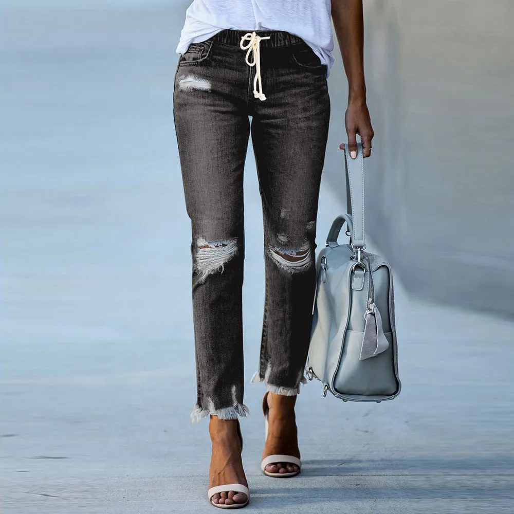 Laced-up Slim-fit Jeans
