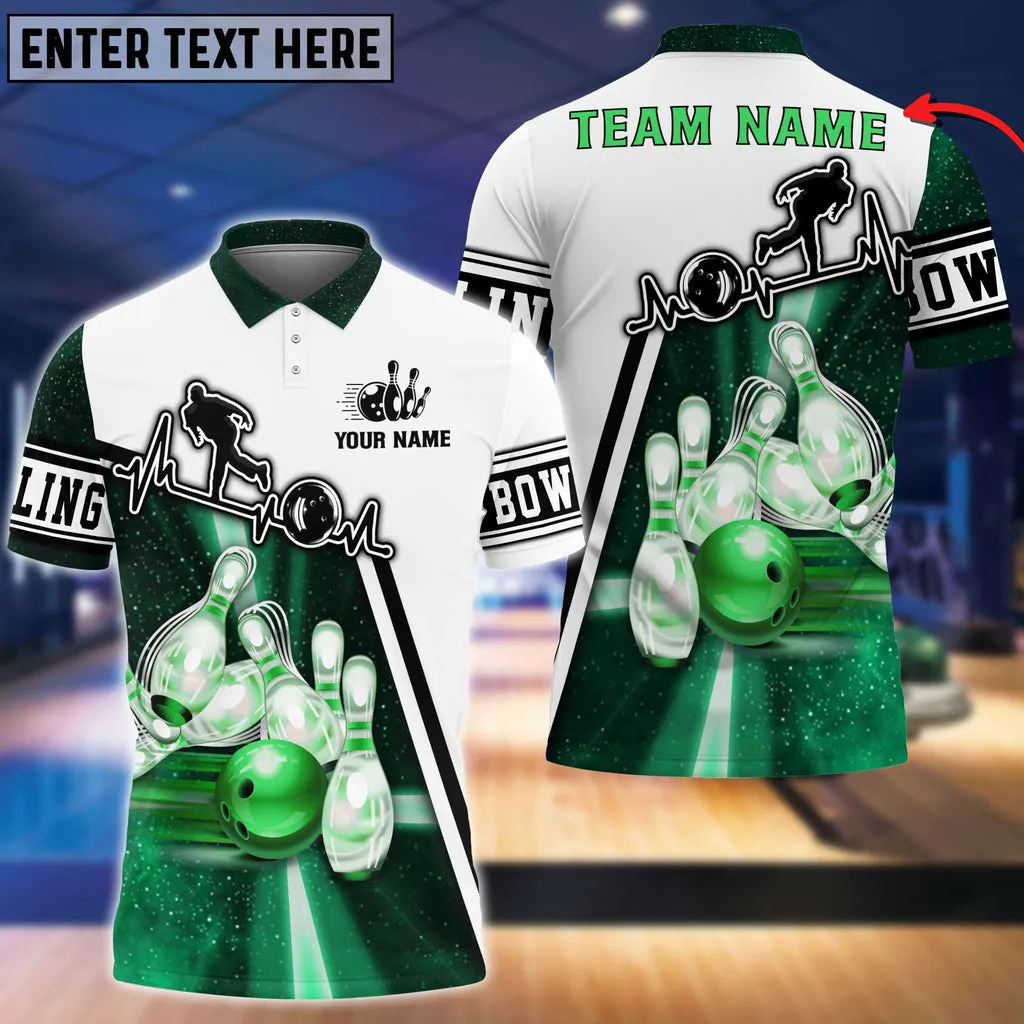 Light Bowling Player Multicolor Option Customized Name 3D Shirt, Custom Name Team Bowling Shirt
