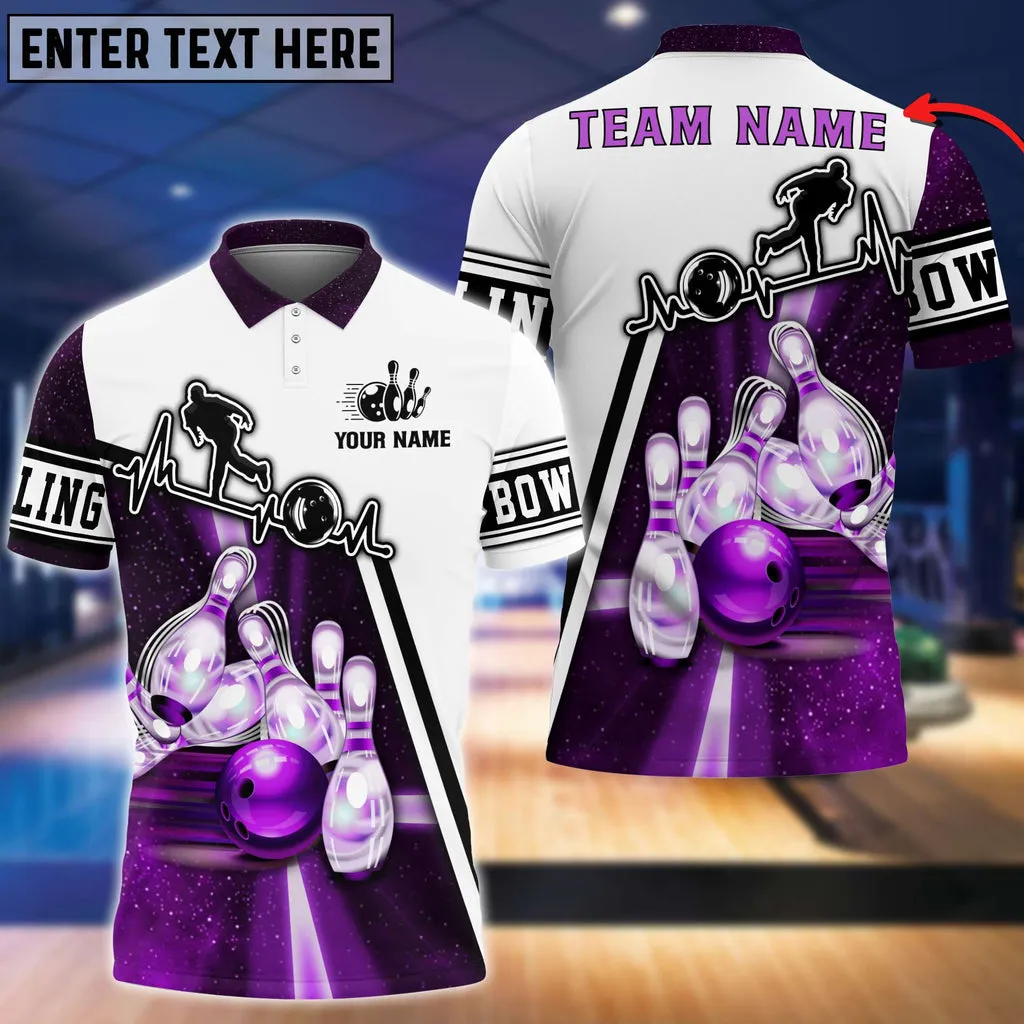 Light Bowling Player Multicolor Option Customized Name 3D Shirt, Custom Name Team Bowling Shirt