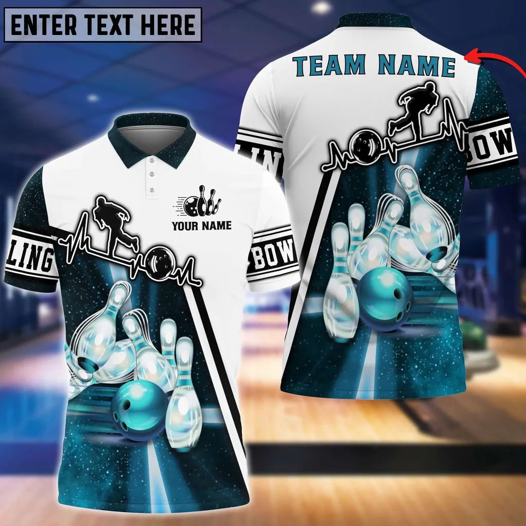 Light Bowling Player Multicolor Option Customized Name 3D Shirt, Custom Name Team Bowling Shirt