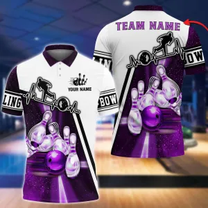 Light Bowling Player Multicolor Option Customized Name 3D Shirt, Custom Name Team Bowling Shirt