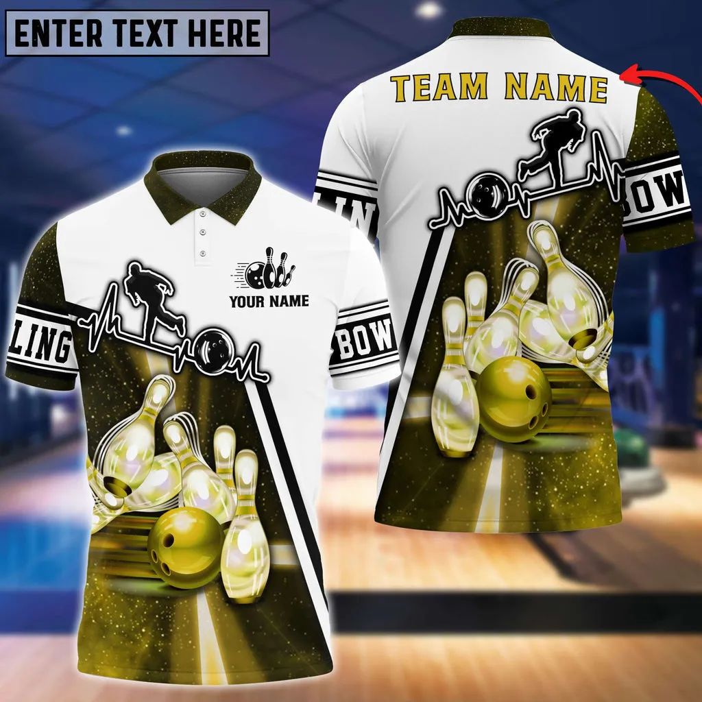 Light Bowling Player Multicolor Option Customized Name 3D Shirt, Custom Name Team Bowling Shirt