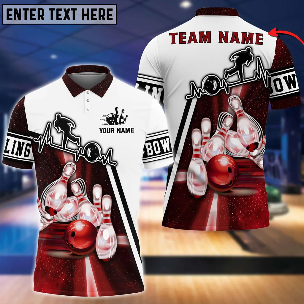 Light Bowling Player Multicolor Option Customized Name 3D Shirt, Custom Name Team Bowling Shirt
