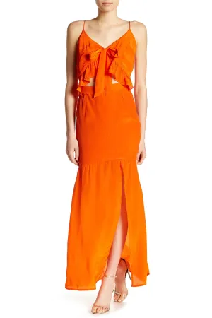 Long Orange Floor Length Dress
