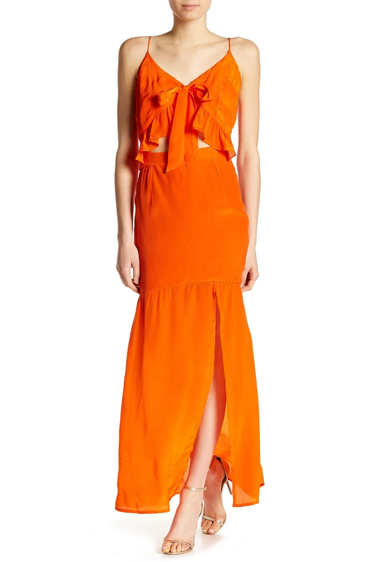 Long Orange Floor Length Dress