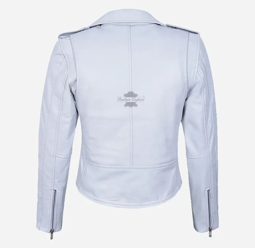 MB Ladies Biker Style Leather Jacket Short Fitted Fashion Jacket