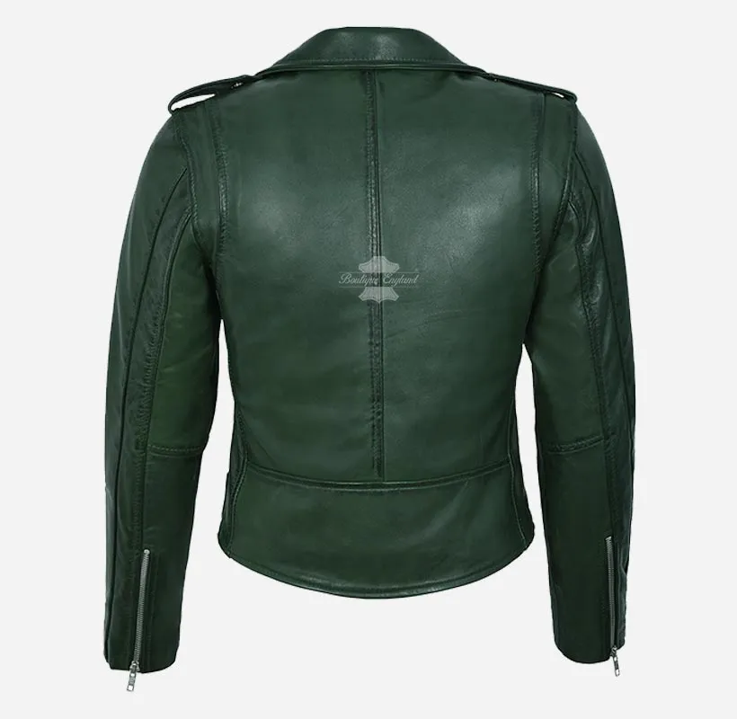 MB Ladies Biker Style Leather Jacket Short Fitted Fashion Jacket