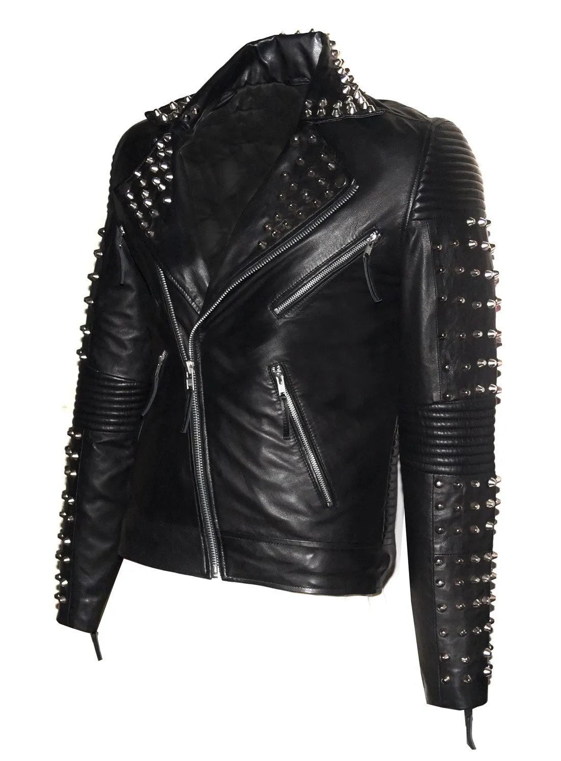 Men Designer Studded Motorcycle Leather Jacket