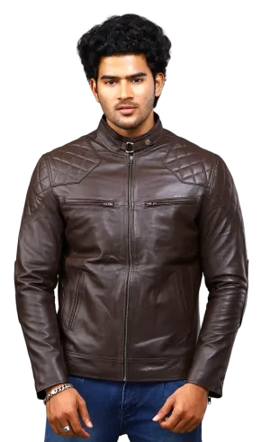 MENS LEATHER JACKET 41002 (BROWN)