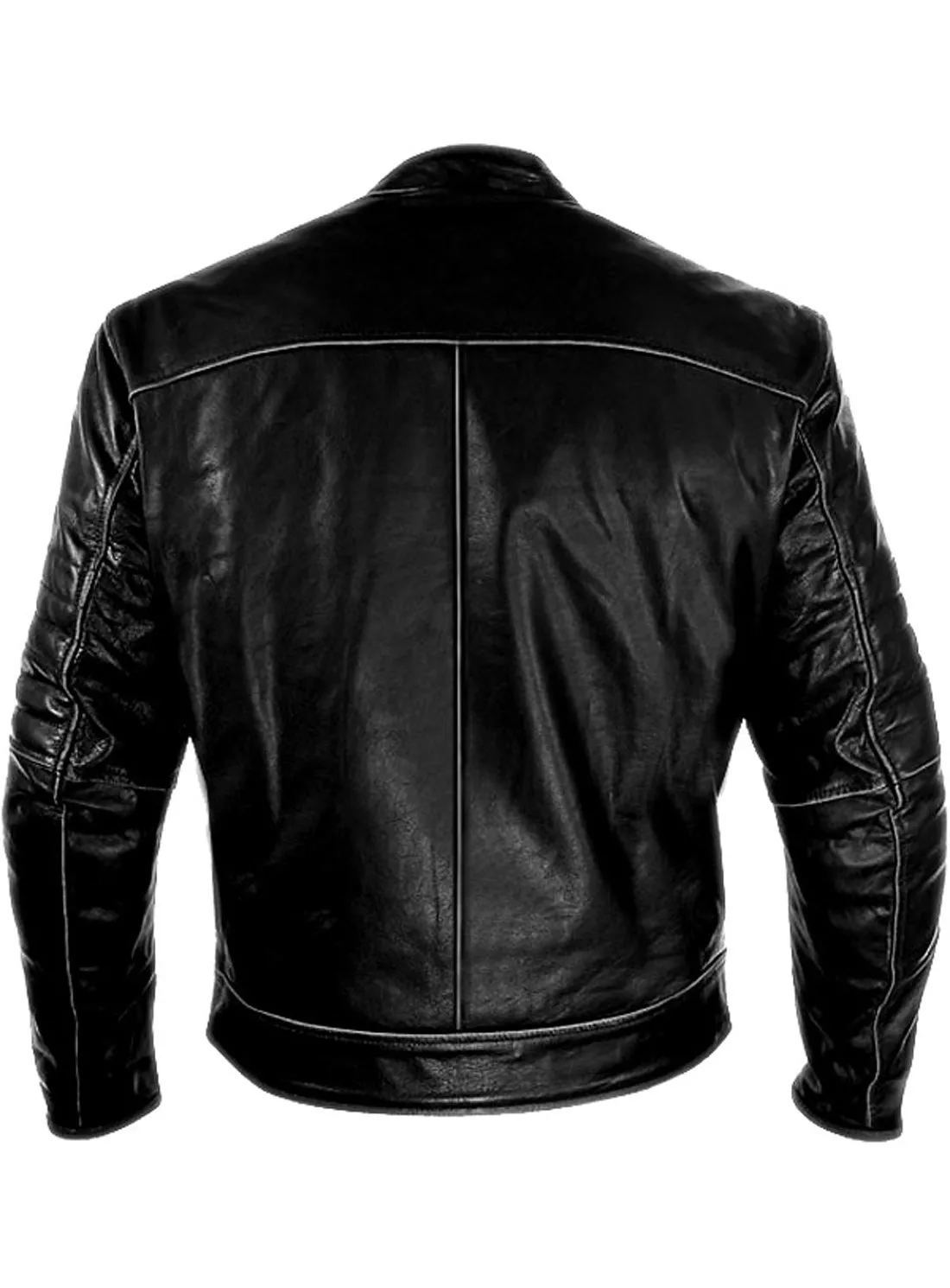 Men's Washed Basic Leather Biker Jacket washed effect