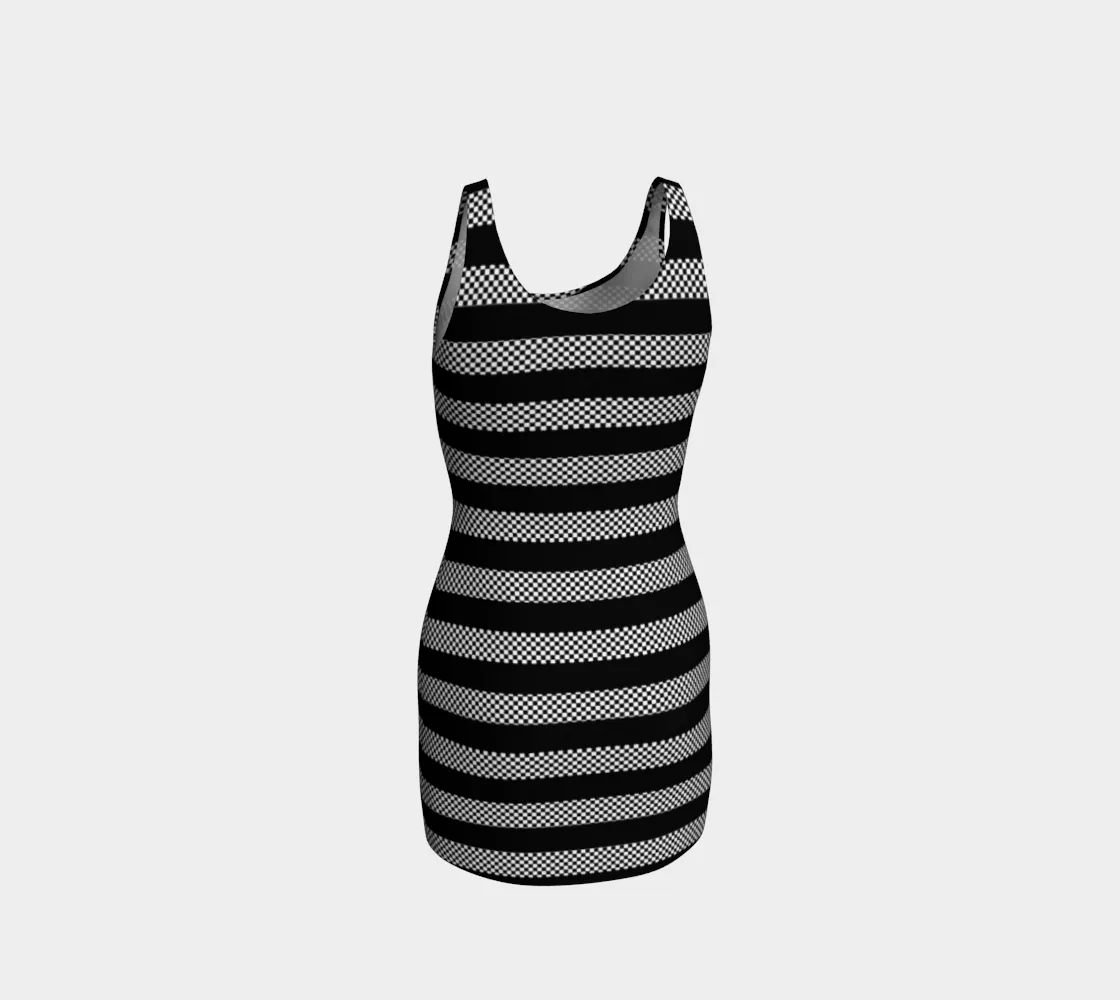 Micro Checkered Striped Bodycon Dress