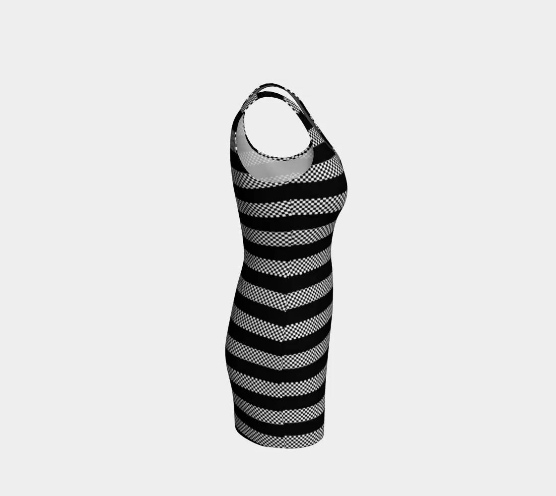 Micro Checkered Striped Bodycon Dress