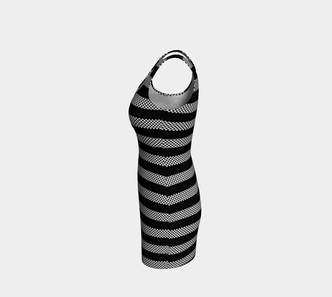 Micro Checkered Striped Bodycon Dress