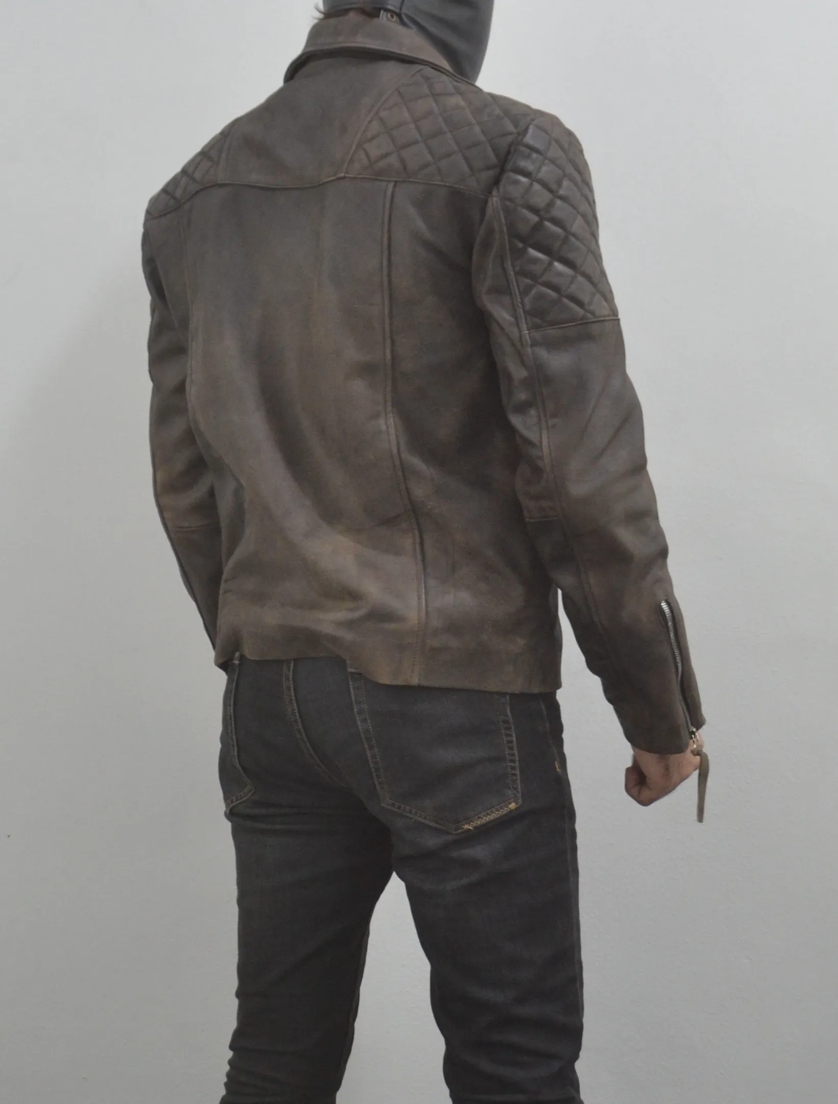 Motorcycle Distressed Natural Rugged Biker Leather Jacket