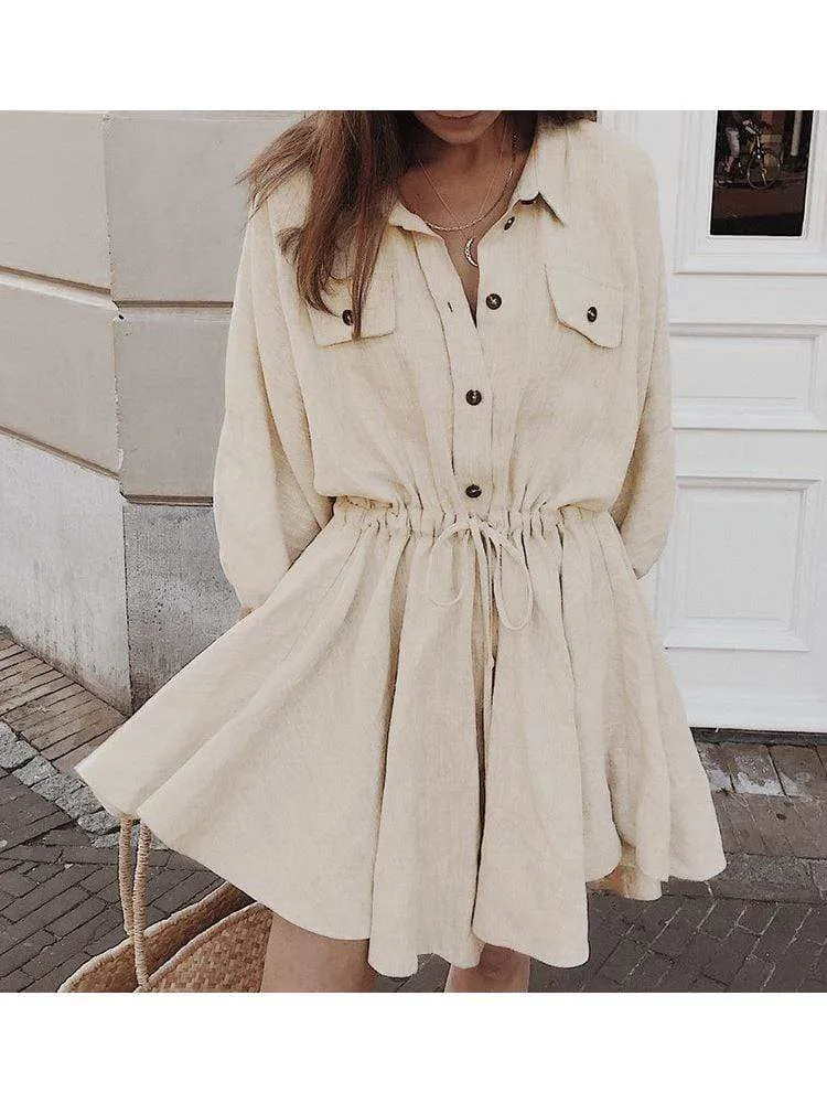 Nude Casual Short A-Line Dress