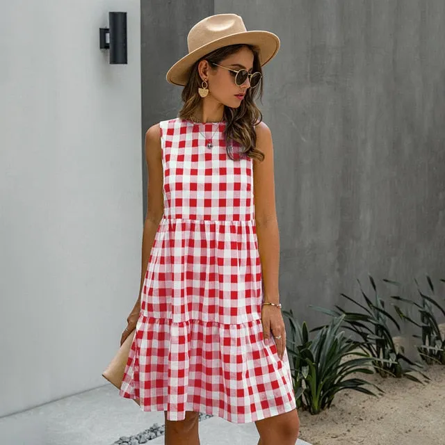 Plaid A-line Pocket Dress