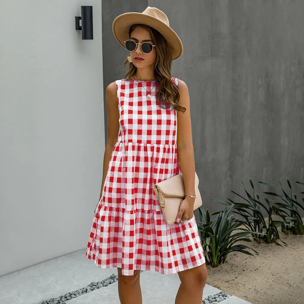 Plaid A-line Pocket Dress