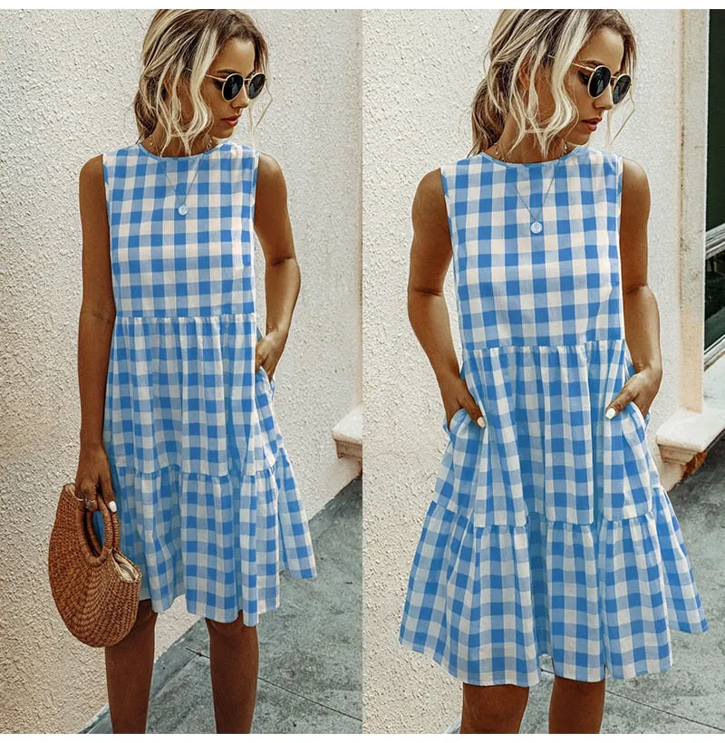 Plaid A-line Pocket Dress