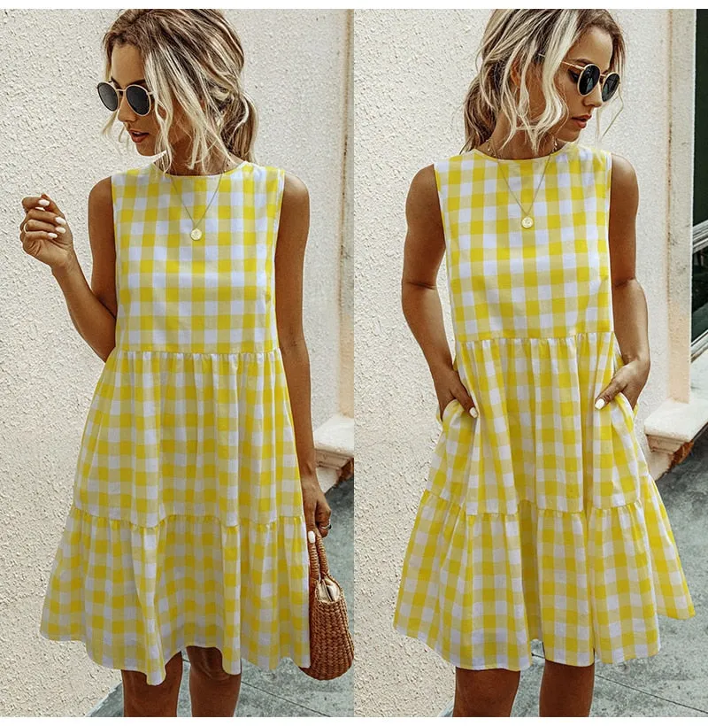 Plaid A-line Pocket Dress