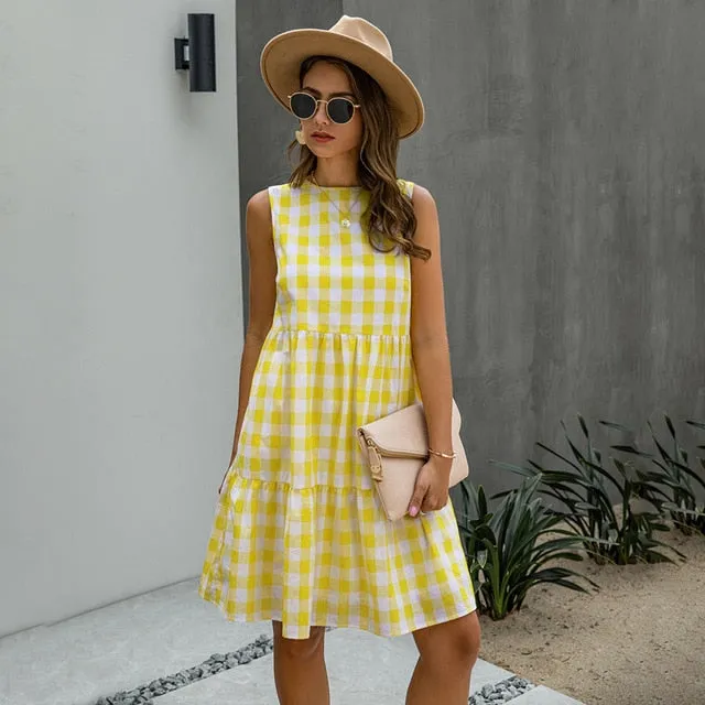 Plaid A-line Pocket Dress