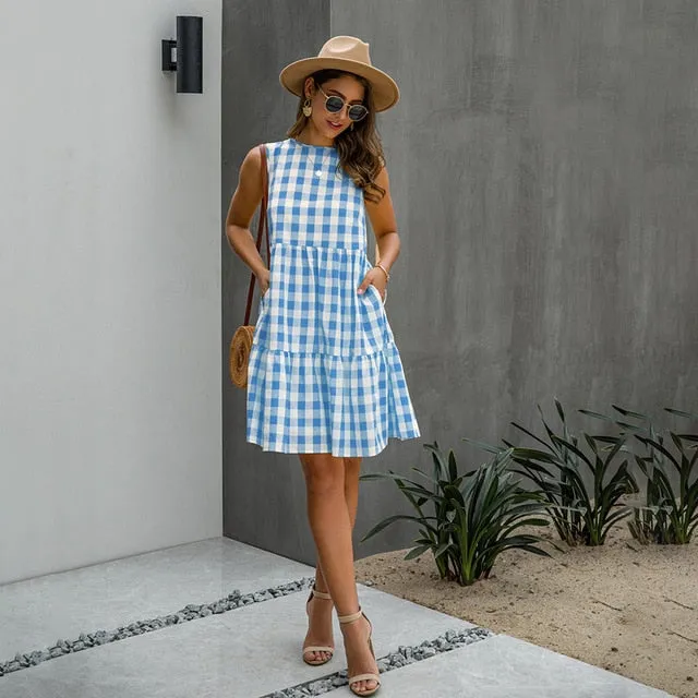 Plaid A-line Pocket Dress
