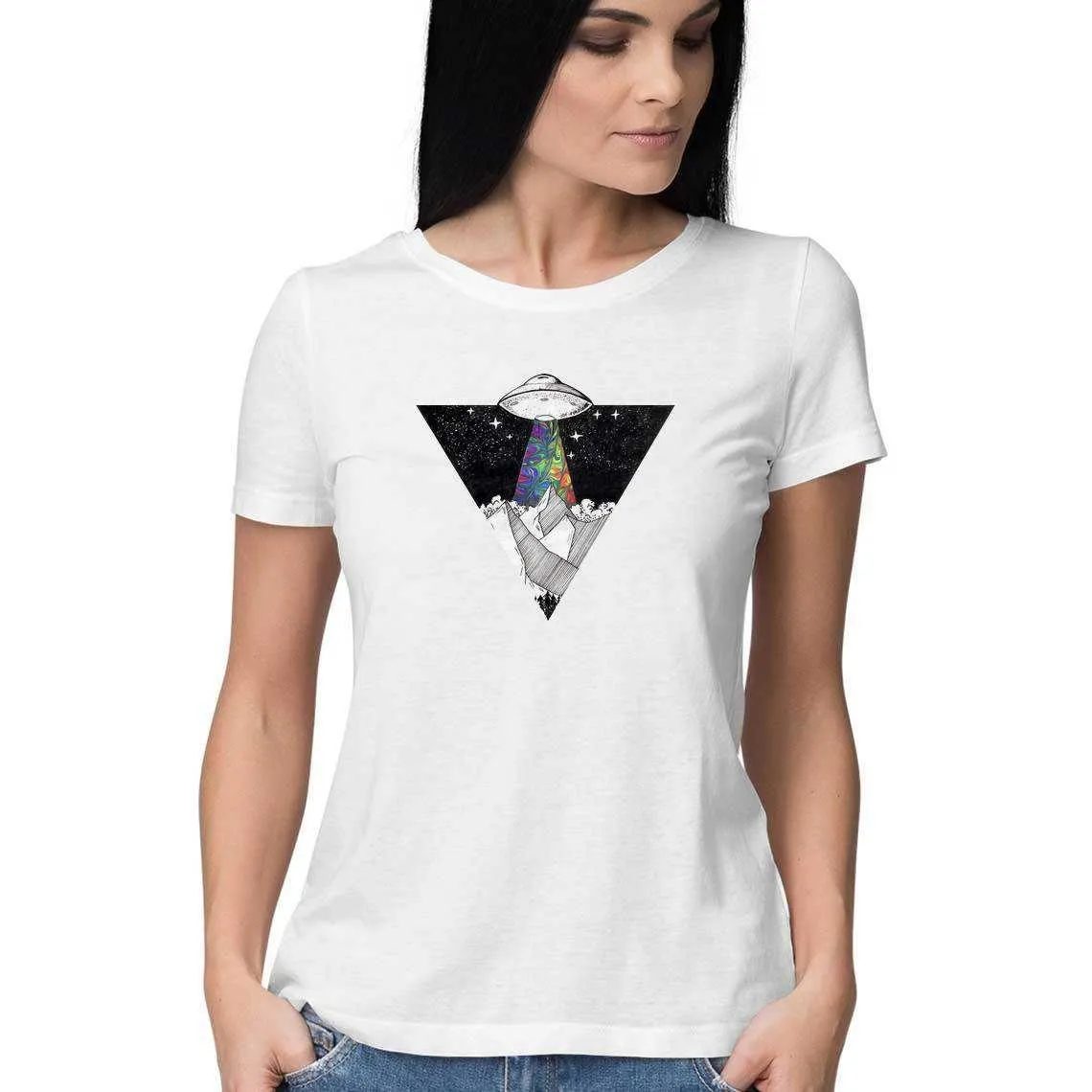 Psychedelic Alien Invasion Women's Graphic T-Shirt