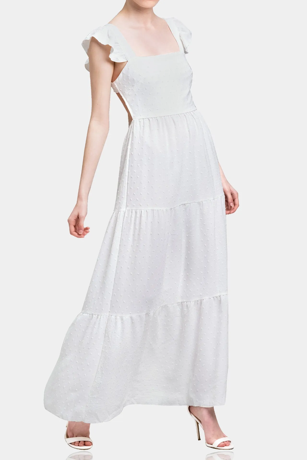 Pure Cotton Long Ruffle Dress