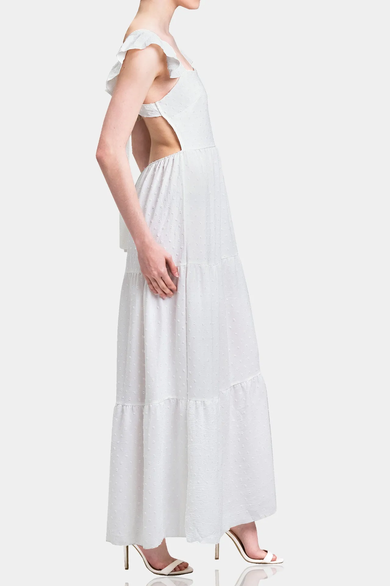 Pure Cotton Long Ruffle Dress