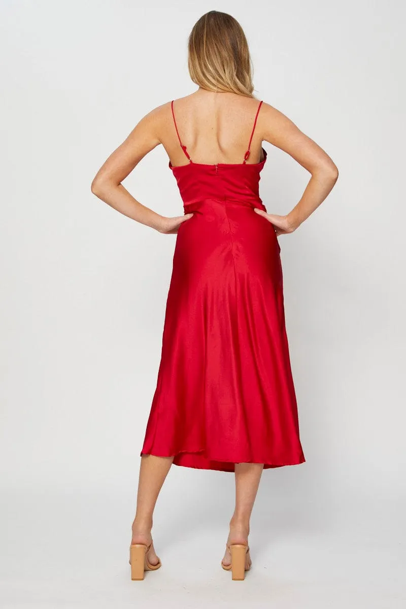Red A Line Dress Midi