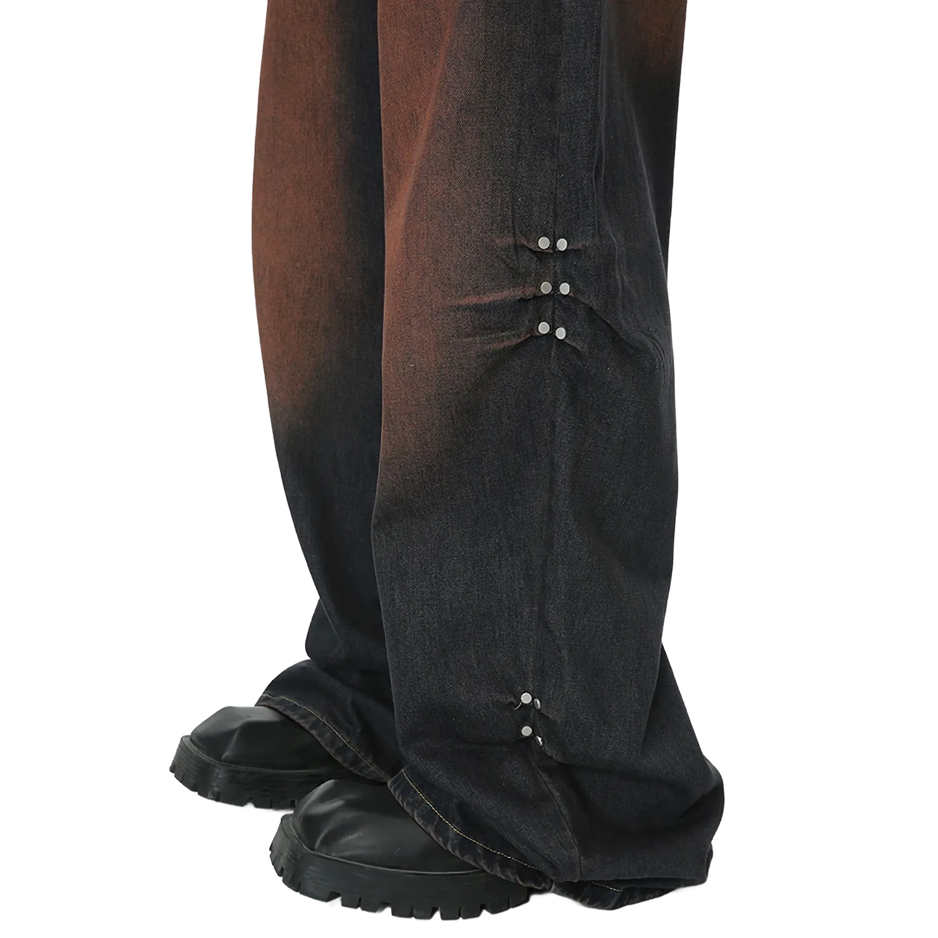 Rusty Fade Flare Denim Jeans with Rivet Detail