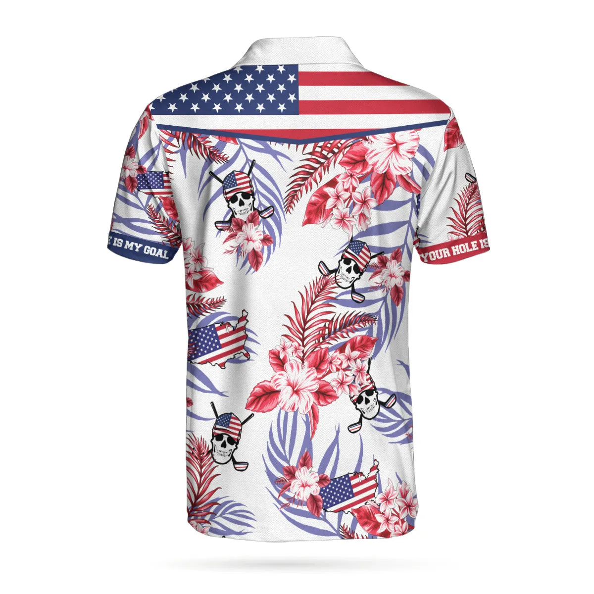 Seamless Tropical Pattern Golf Skull America V2 Polo Shirt, Texas Bluebonnet Golf Shirt For Men Coolspod