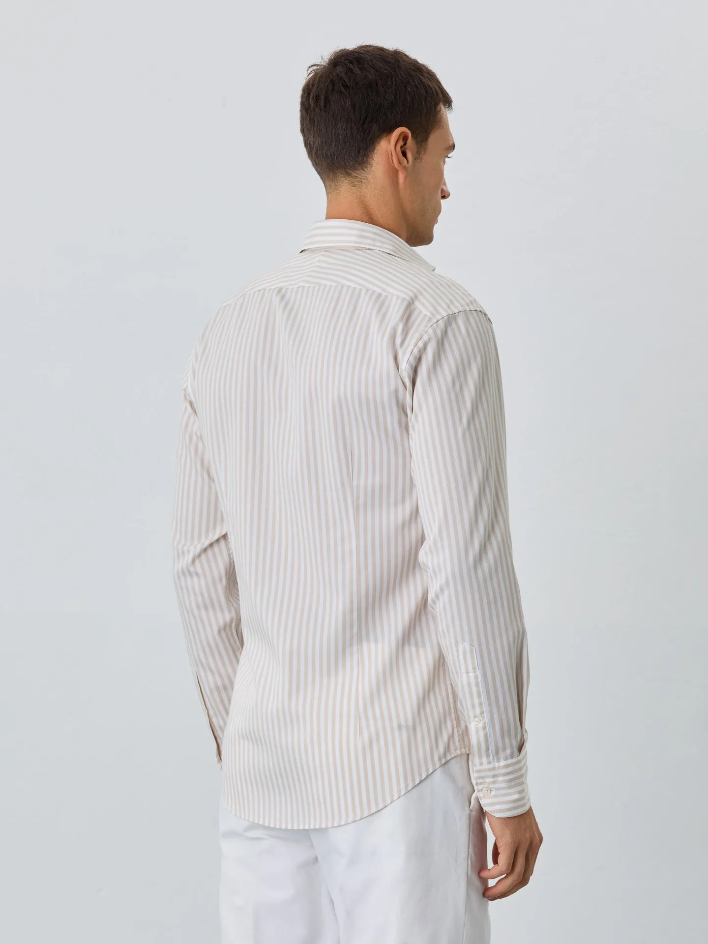 Slim Fit Shirt With Bristol Collar In Cotton With Stripes