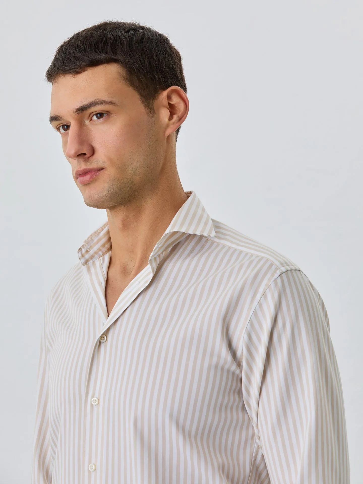 Slim Fit Shirt With Bristol Collar In Cotton With Stripes