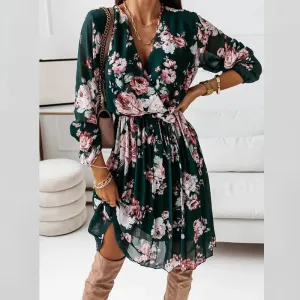 Sweet A-Line Pleated Ruffle Dress