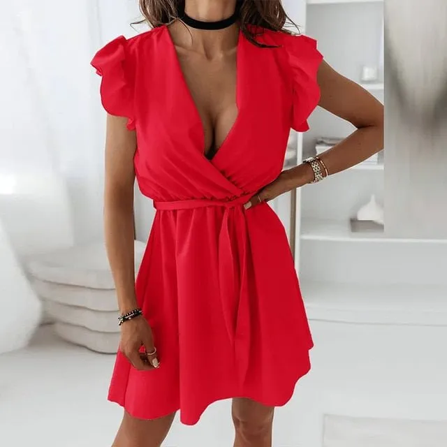 Sweet A-Line Pleated Ruffle Dress