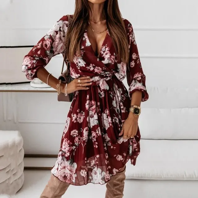 Sweet A-Line Pleated Ruffle Dress