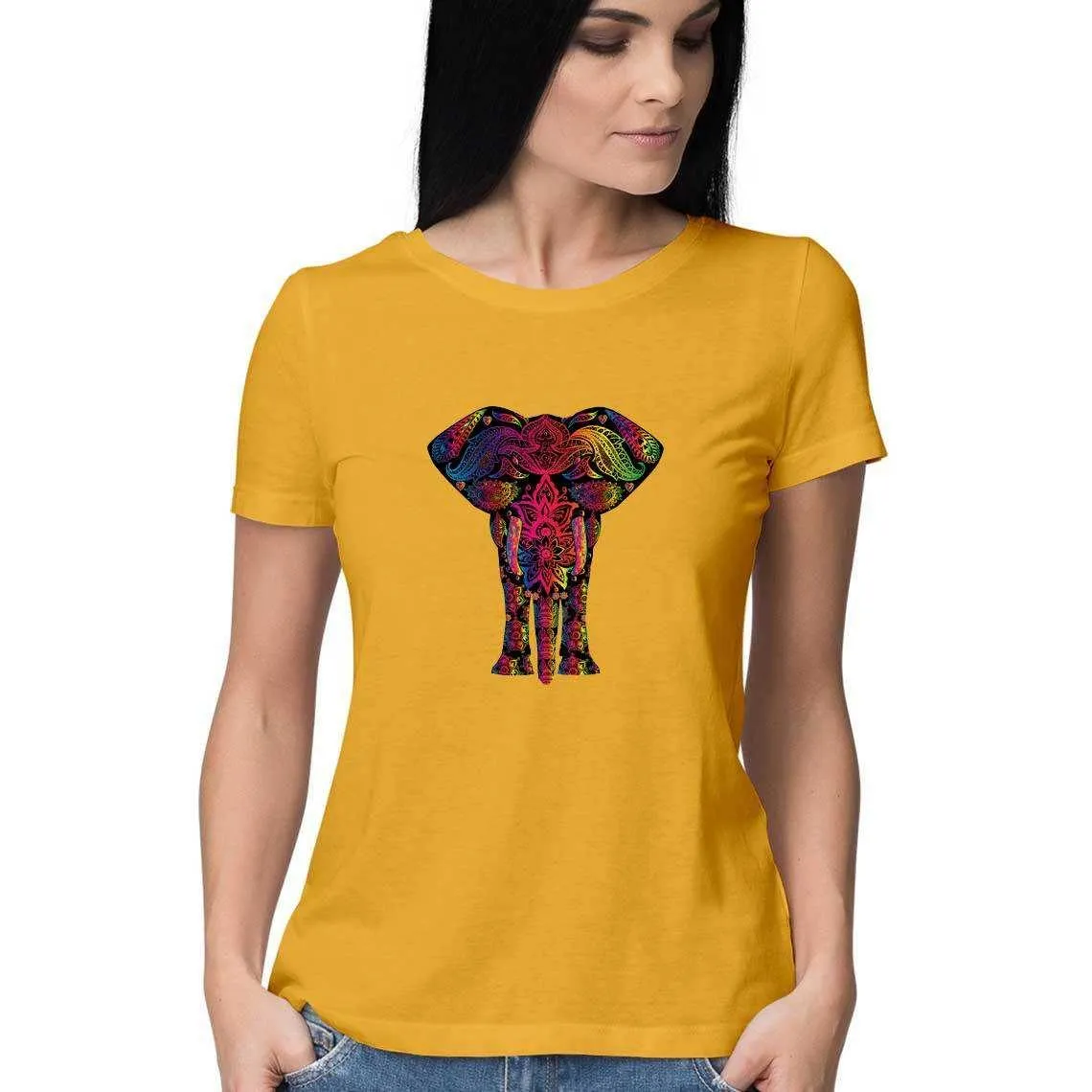The Elephant on a Psychedelic Safari Women's Graphic T-Shirt