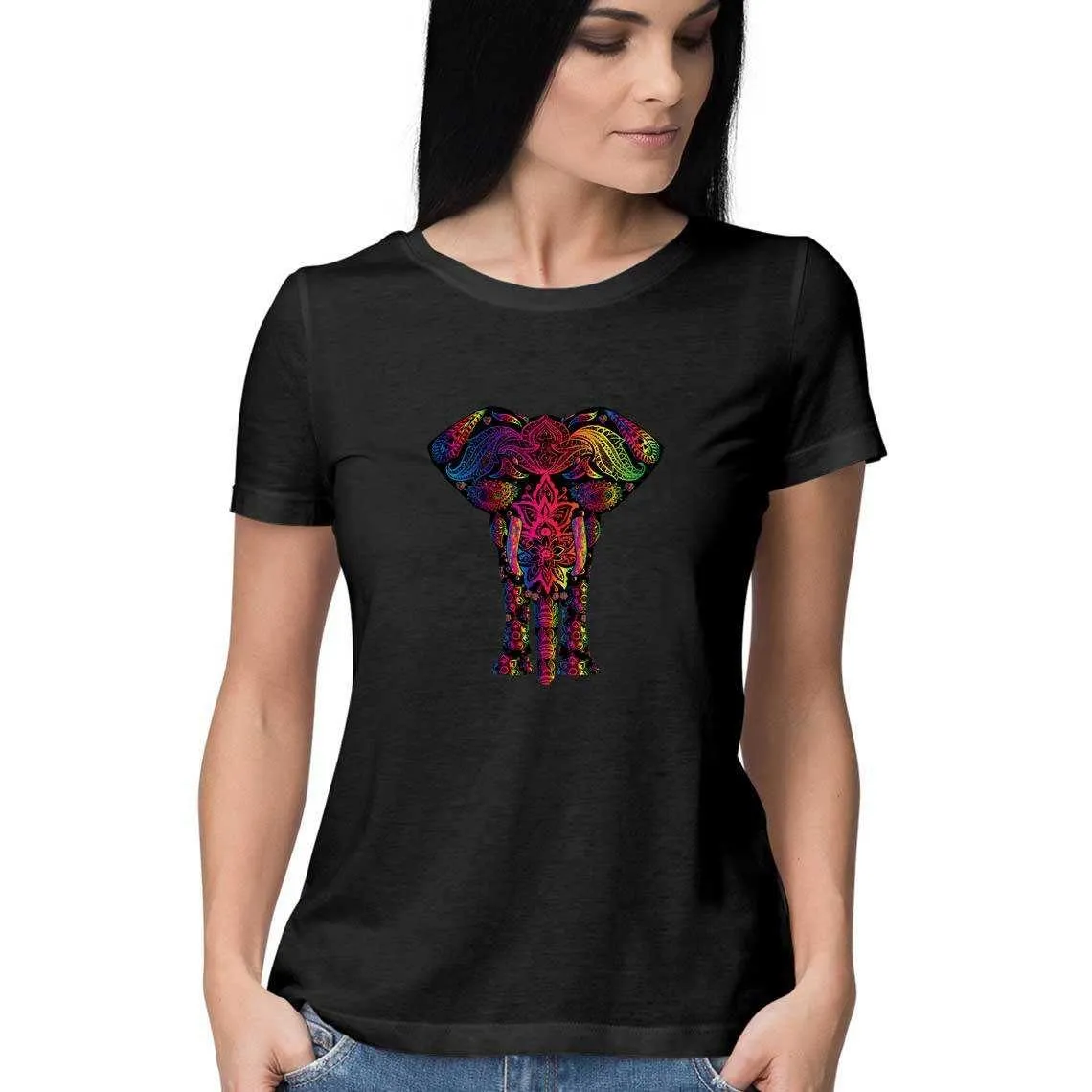 The Elephant on a Psychedelic Safari Women's Graphic T-Shirt