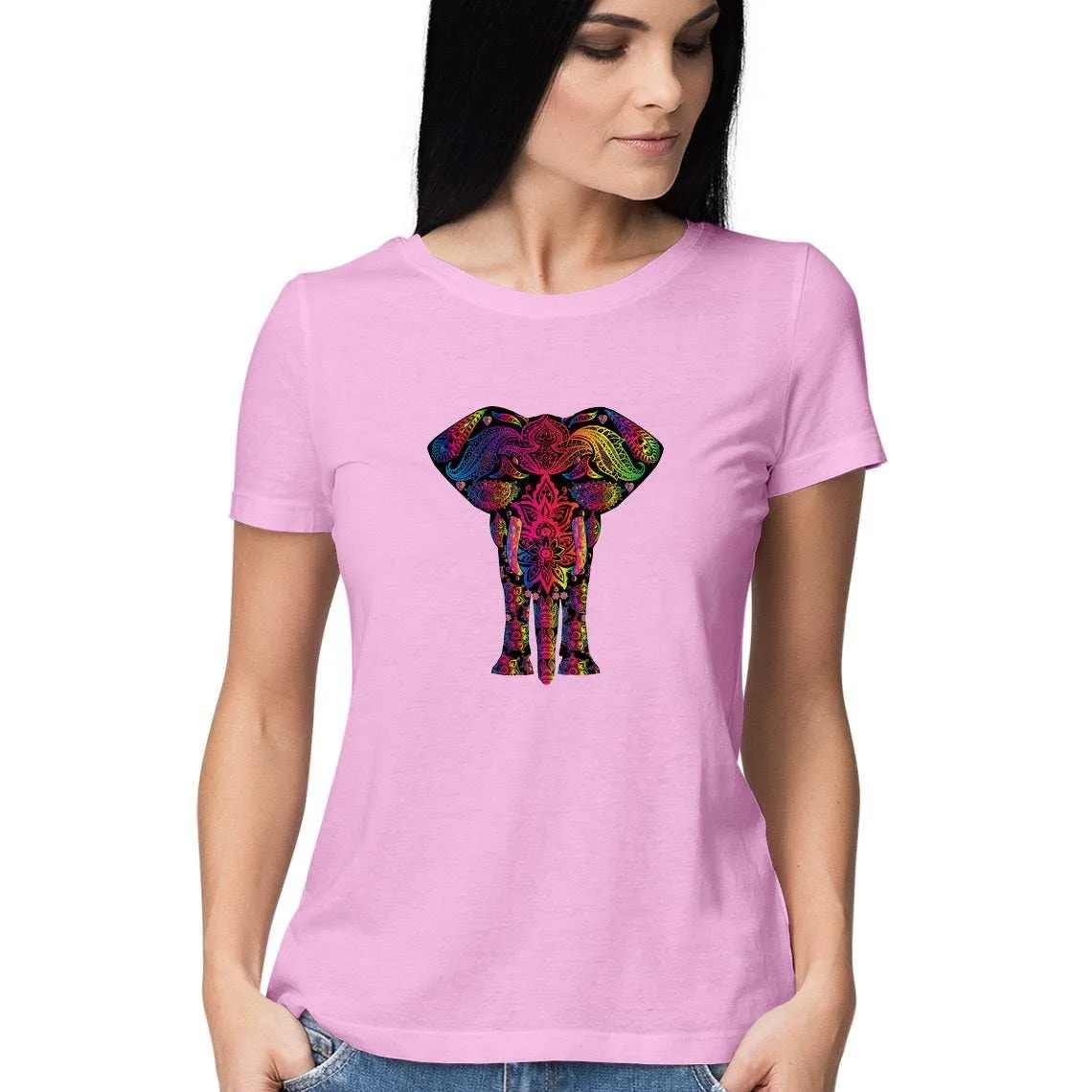 The Elephant on a Psychedelic Safari Women's Graphic T-Shirt