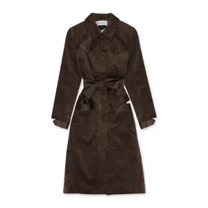 VELOUR COTTON BROWN TRENCH COAT