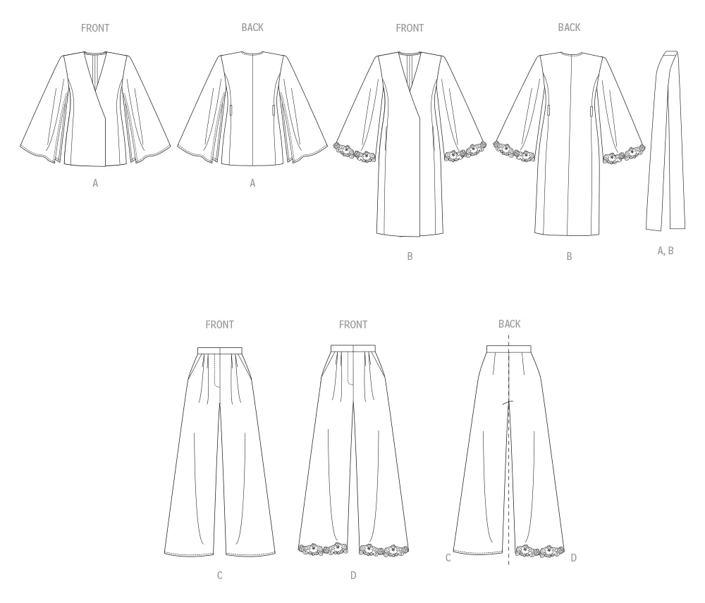 Vogue Pattern V2020 Misses' Lounge Top, Robe and Pants
