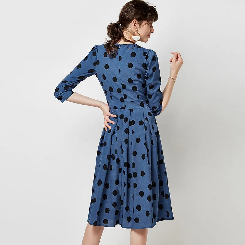 Women Casual Polka Dot Dress A Line