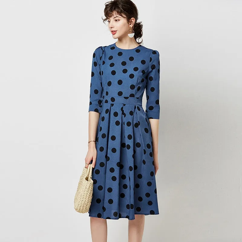 Women Casual Polka Dot Dress A Line