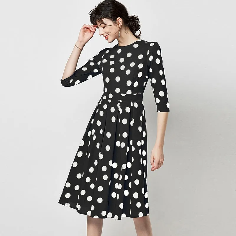 Women Casual Polka Dot Dress A Line