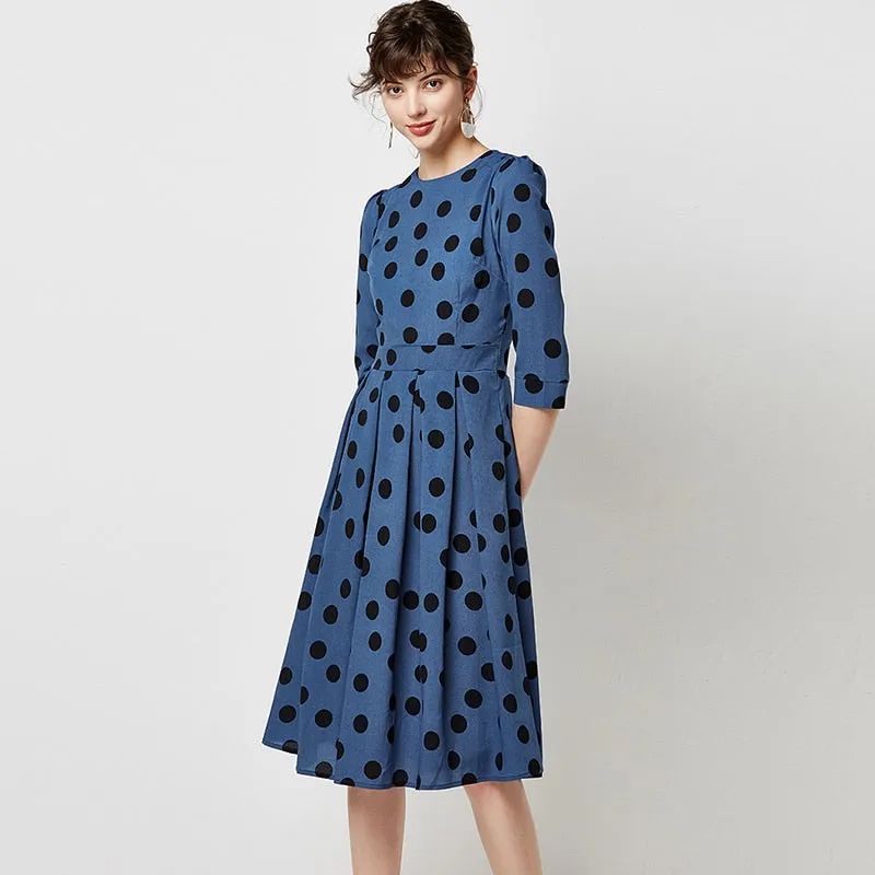 Women Casual Polka Dot Dress A Line