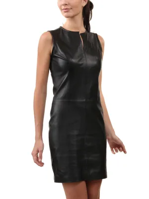 Women Leather Fitted Classic Dress